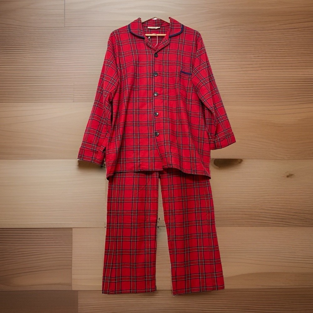 Magee Cotton Flannel 2 Piece Pajama Set Plaid Made in Ireland Unisex Size Small